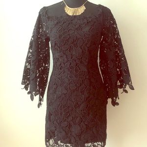 Bell sleeve lace black dress!